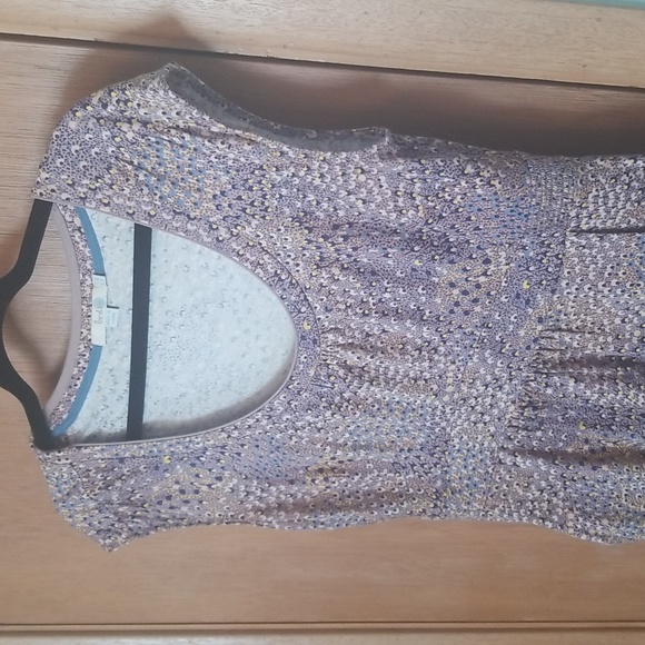 Boden Tan & Purple Print Margot Jersey Dress sz 8 - Picture 2 of 7